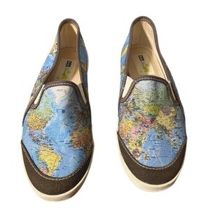 Keds womens Shoes World Map Slip-on Canvas Loafer globe print